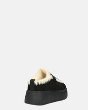 NAIARA - mocassini platform in ecopelliccia nera imbottiti all interno