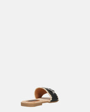 ROZENN - ciabattine beige con fascia nera ricamata e gemme