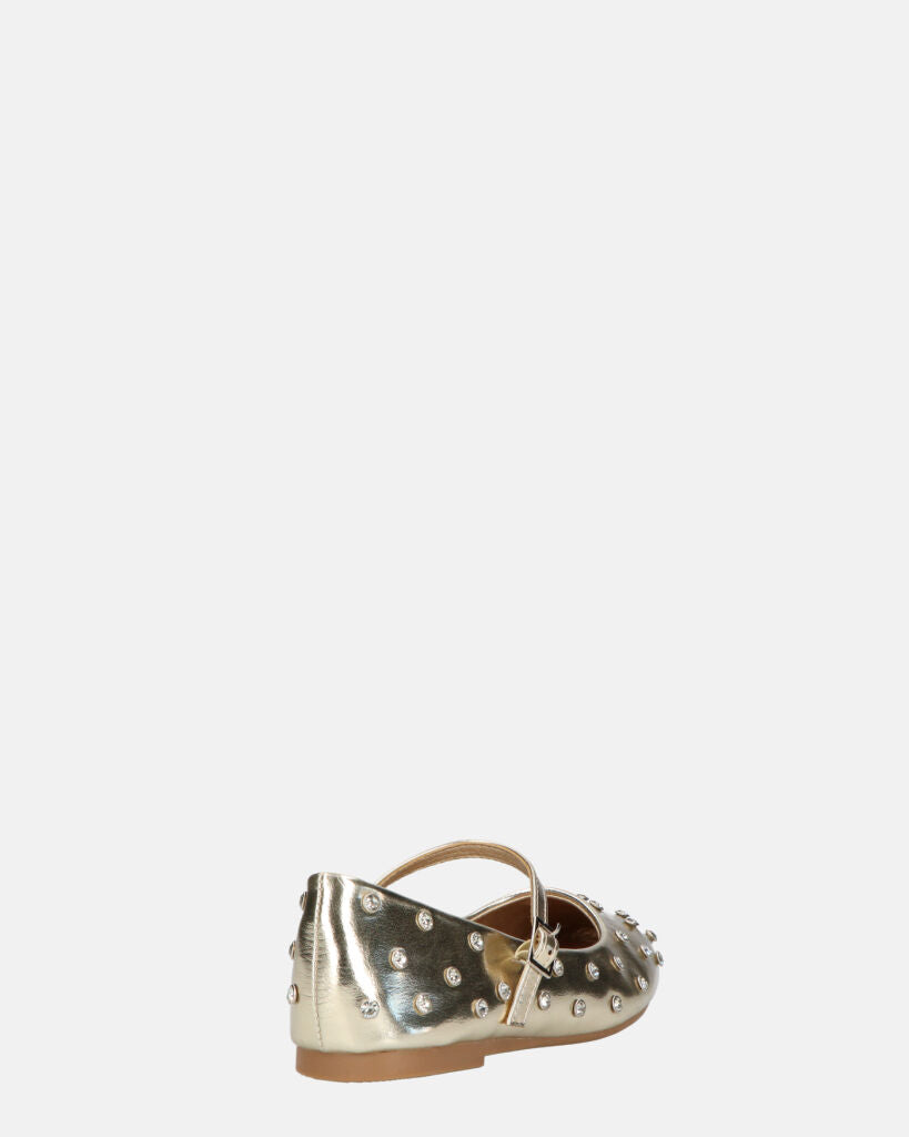 SOFIYA - ballerine in glassy oro con cinturino