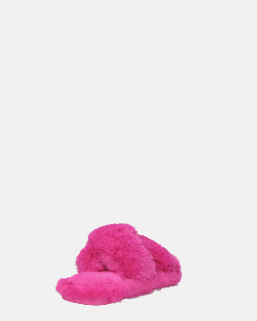 SUZUE - ciabattine aperte in punta in pelliccia fucsia