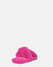 SUZUE - ciabattine aperte in punta in pelliccia fucsia