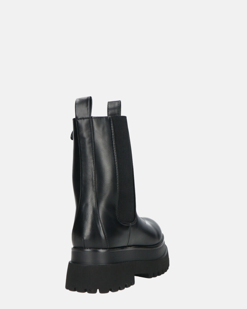 MINA - stivaletti neri tipo anfibi con banda elastica