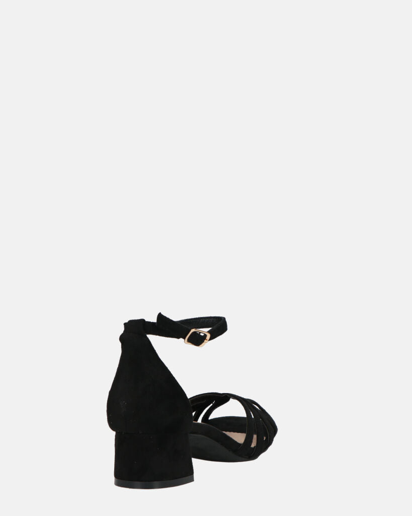 THEMA - sandali bassi in camoscio nero e cinturino