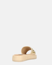 HARPER - ciabattine platform beige con borchie dorate