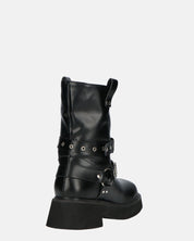 TOKIE - stivaletti anfibi neri con cinturini