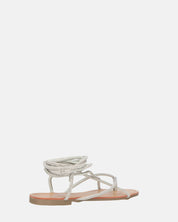 JANIRA - sandali bassi con lacci glitter argentati