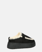 NAIARA - mocassini platform in ecopelliccia nera imbottiti all interno