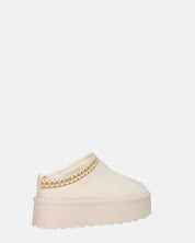 ZELDA - pantolofe platform in camoscio beige chiaro