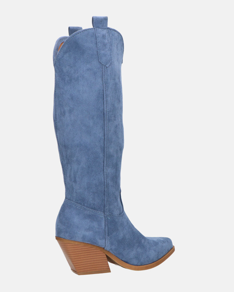 LIANA - camperos con tacco in camoscio blu