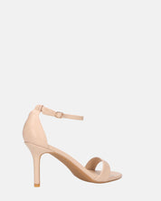 ADELYNE - sandali con tacco a spillo in ecopelle beige con cinturino