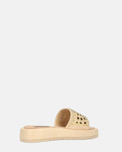 HARPER - ciabattine platform beige con borchie dorate