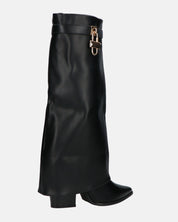 KAARINA - stivale alto nero con risvolto