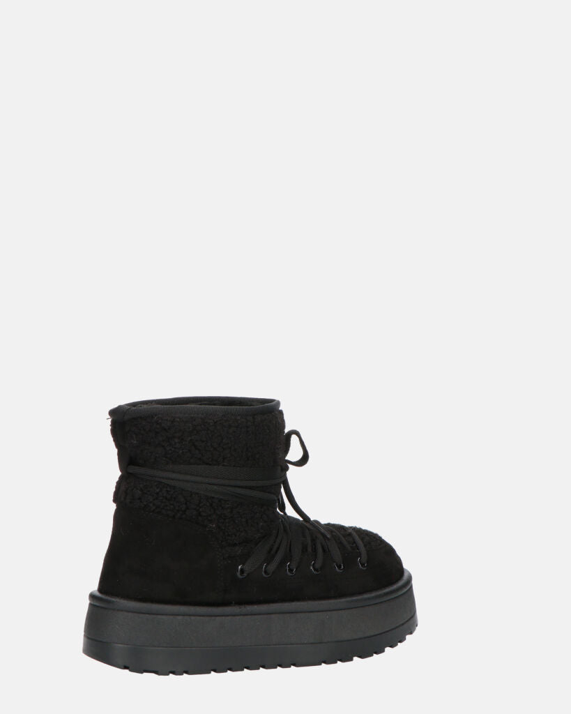 ALENA - stivali invernali stringati neri imbottiti all interno