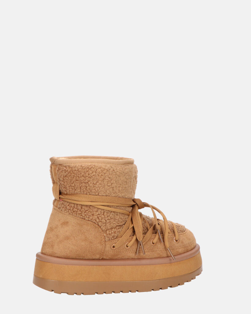 ALENA - stivali invernali stringati marroni imbottiti all interno