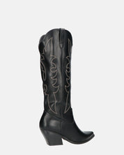 REJA - camperos alti neri con ricami in bianco