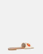 MARILIA - ciabattine beige chiaro con decorazioni ricamate e suola marrone