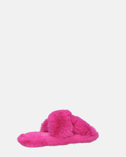SUZUE - ciabattine aperte in punta in pelliccia fucsia