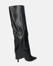 LIDIA - stivali tacchi a spillo neri alti con risvolto