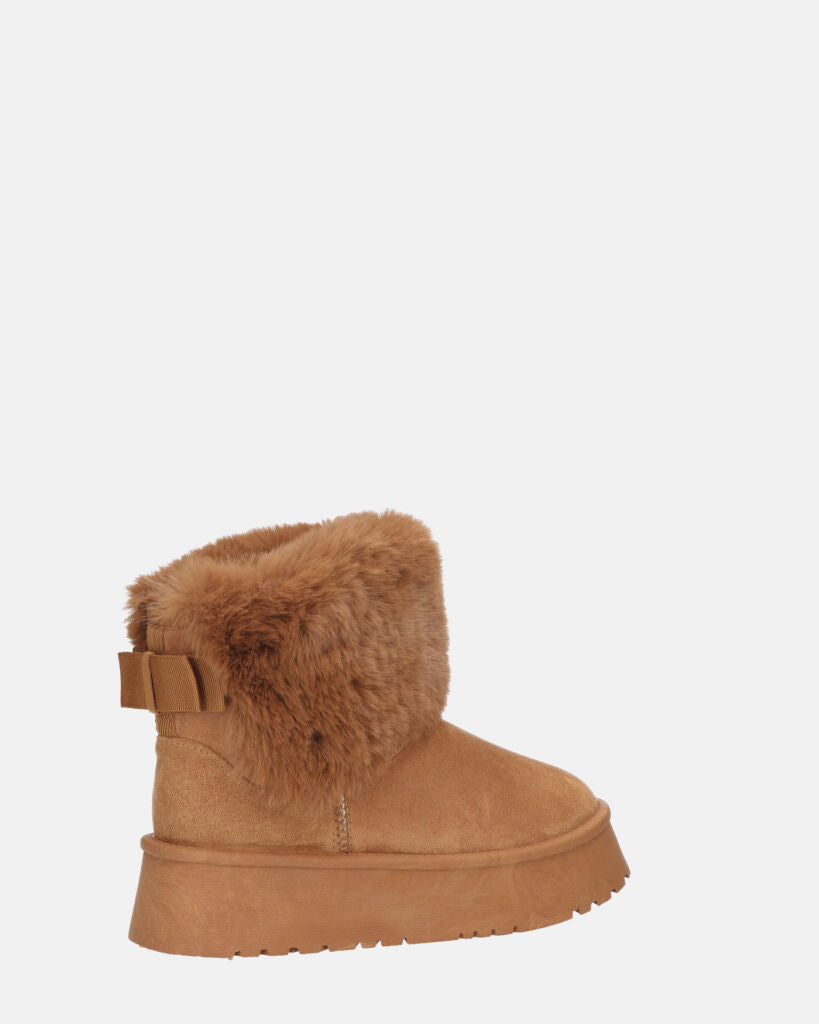 JOY - scarpe beige imbottite all' interno in camoscio