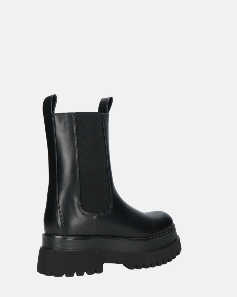 MINA - stivaletti neri tipo anfibi con banda elastica