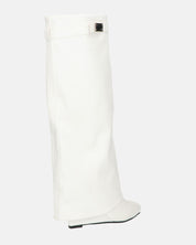 FLAVIA - stivale alto in bianco con risvolto e cerniera