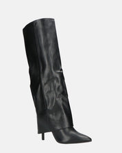 LIDIA - stivali tacchi a spillo neri alti con risvolto