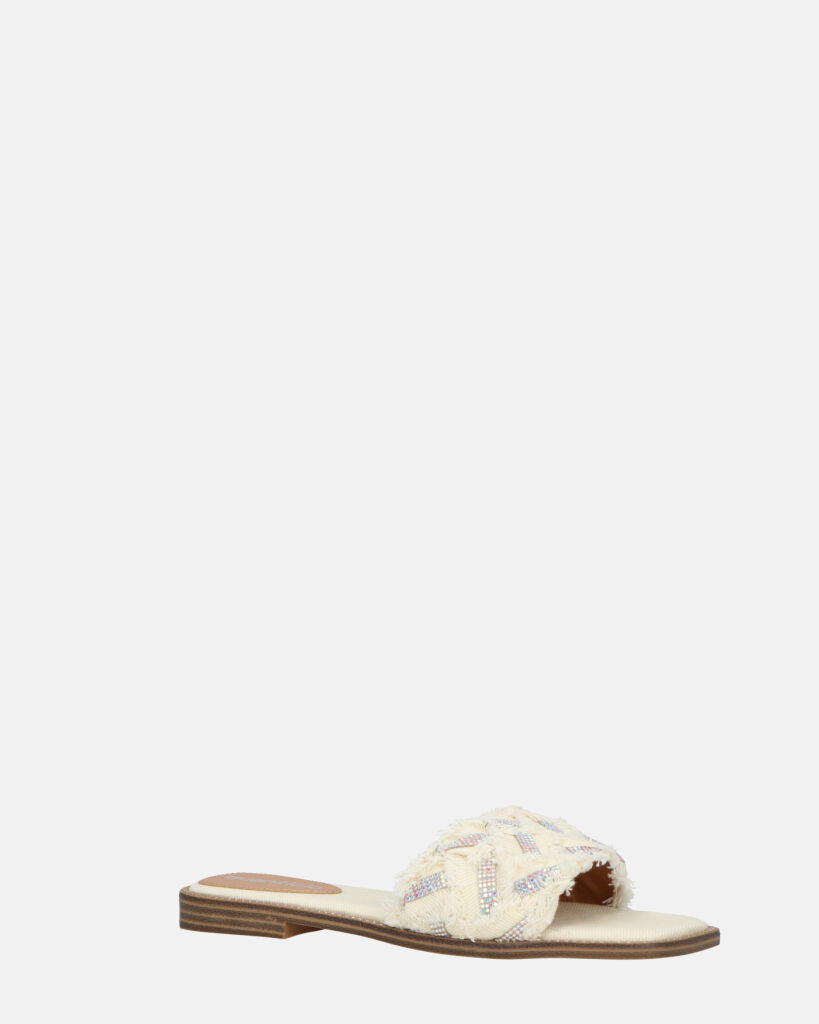 JOELE - ciabattine beige con gemme