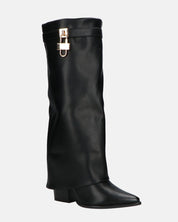 KAARINA - stivale alto nero con risvolto