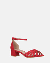 THEMA - sandali bassi in camoscio rosso e cinturino