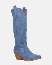 LIANA - camperos con tacco in camoscio blu