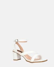 HIROE - sandali bianchi con tacco in ecopelle con cinturino