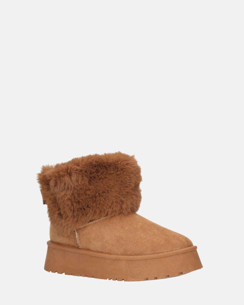 JOY - scarpe beige imbottite all' interno in camoscio