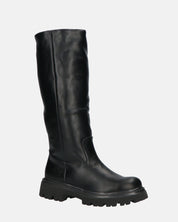 SANDRA - stivali anfibi neri con cerniera laterale