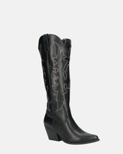 REJA - camperos alti neri con ricami in bianco