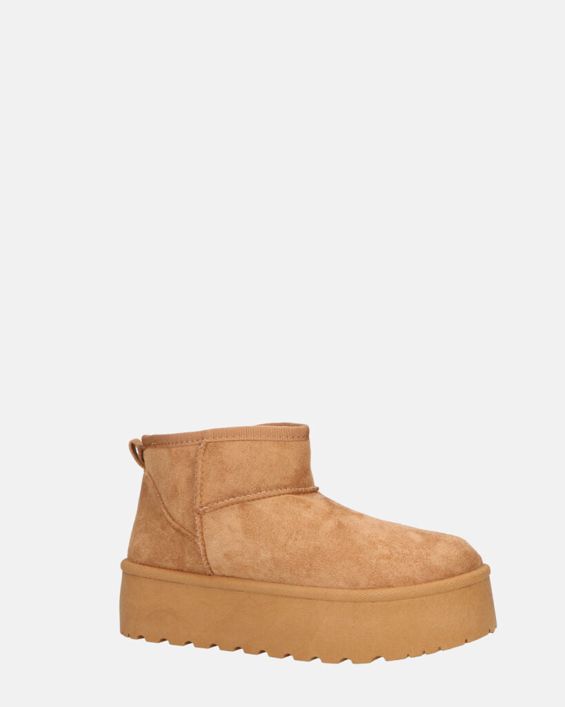 MIREIA - stivaletti bassi marroni in camoscio e interno imbottito