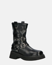 TOKIE - stivaletti anfibi neri con cinturini