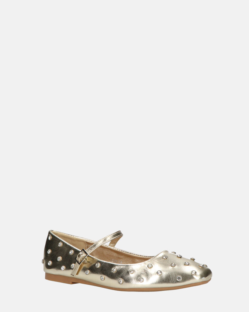 SOFIYA - ballerine in glassy oro con cinturino