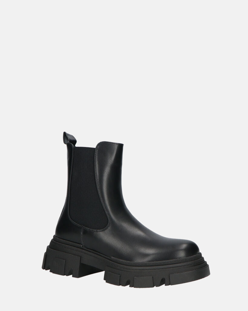 NORMA - stivaletti con cerniera laterale in ecopelle nera