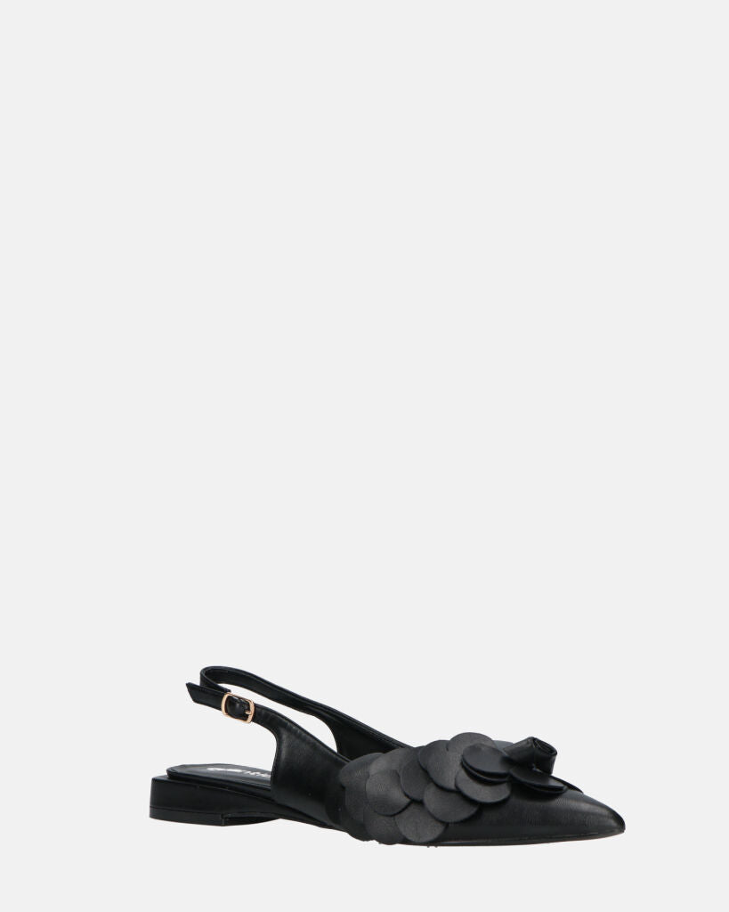 JODENE -  scarpe nero con cinturino posteriore e decorazione floreale