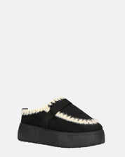 NAIARA - mocassini platform in ecopelliccia nera imbottiti all interno
