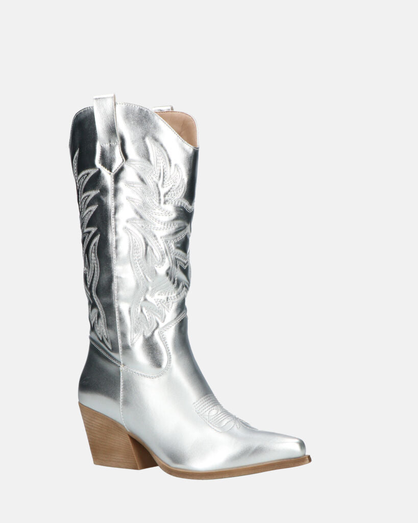 VITA - stivali camperos in glassy argento