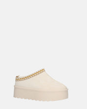 ZELDA - pantolofe platform in camoscio beige chiaro