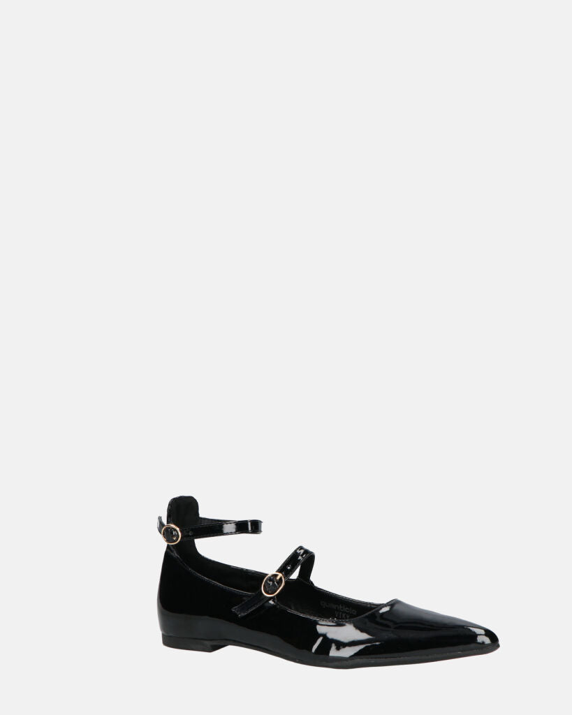 VIKY - escarpins noirs effet glassé à brides