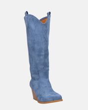 LIANA - camperos con tacco in camoscio blu