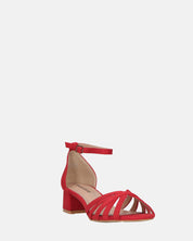 THEMA - sandali bassi in camoscio rosso e cinturino