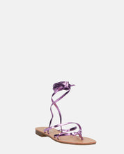 CRESSIDA - sandales plates beiges à cordons violets métallisé