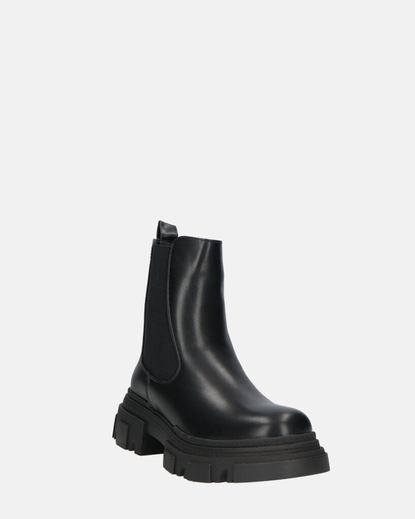 NORMA - stivaletti con cerniera laterale in ecopelle nera