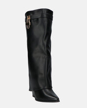 KAARINA - stivale alto nero con risvolto