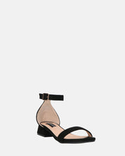 WANDA - sandali con tacco basso in camoscio nero