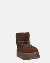 ALENA - stivali invernali stringati marrone scuro imbottiti all interno